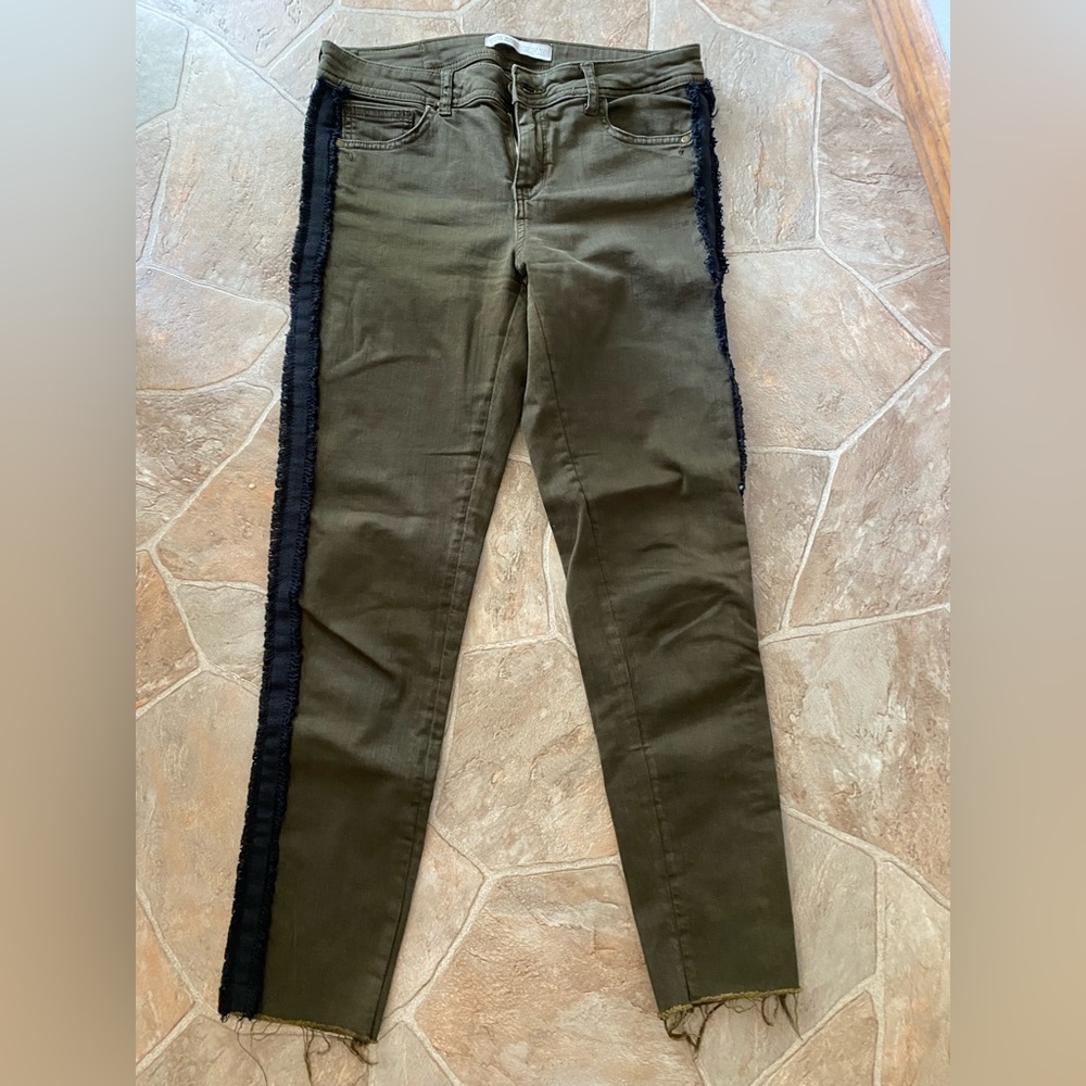 Zara Basic Z1975 Denim Olive Green Size 6